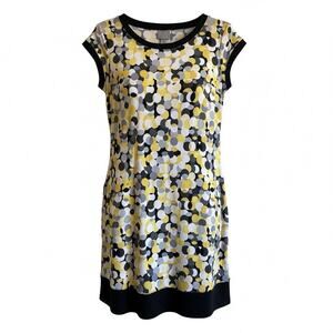 VTG Rabbit Rabbit Designs Mini Dress Tunic Cap Sleeve Yellow Dots Y2K Size 10